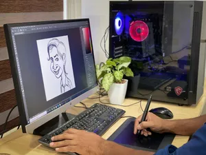 person using computer on brown wooden desk jigsaw puzzle