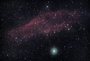 Explore the vibrant colors and stars of a cosmic nebula in deep space. jigsaw puzzle