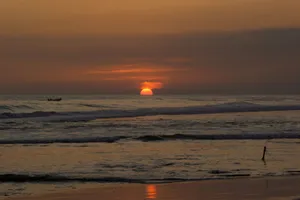 A tranquil sunset over the ocean with gentle waves, perfect for relaxation. jigsaw puzzle