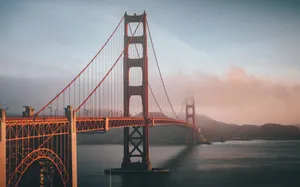 Golden Gate Bridge shrouded in fog during sunset, San Francisco. jigsaw puzzle