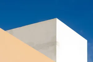 Abstract view of modern geometric structures under a clear blue sky. jigsaw puzzle