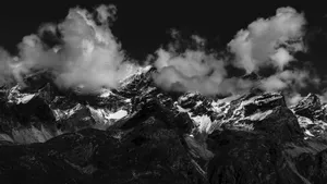 grayscale photo of mountain covered by snow jigsaw puzzle