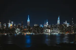a city skyline at night jigsaw puzzle