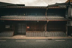 Traditional japanese wooden buildings line a street. jigsaw puzzle