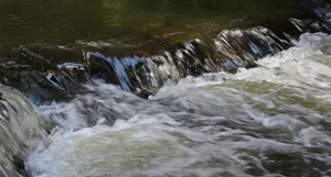 Captivating image of a rapid stream flowing over rocks, showcasing nature's dynamic beauty. jigsaw puzzle