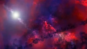 Vibrant cosmic nebula in space with stars, a stunning celestial wallpaper. jigsaw puzzle