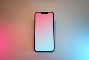 Smartphone with blank gradient screen and colorful lighting for mockup use. jigsaw puzzle