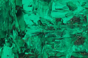 Close-up of a textured emerald green abstract acrylic painting showcasing dynamic brushstrokes. jigsaw puzzle