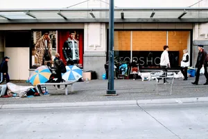 people with kites on the sidewalk jigsaw puzzle
