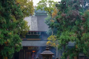 a pagoda in the middle of a park surrounded by trees jigsaw puzzle