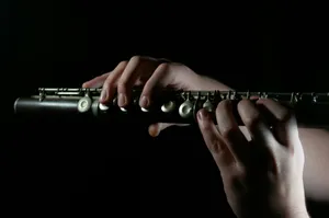 a person playing a flute in the dark jigsaw puzzle