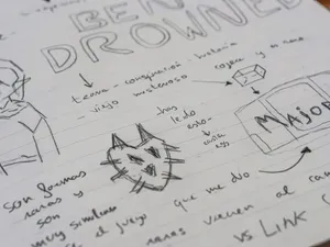 Hand drawn sketches and notes on lined paper. jigsaw puzzle