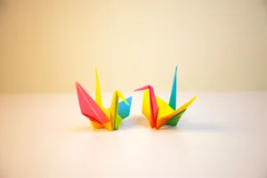 two yellow-red-blue papers jigsaw puzzle