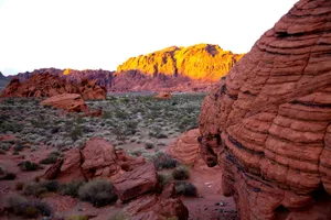 Stunning sandstone formations at sunset in a desert landscape, capturing erosion and geological beauty. jigsaw puzzle