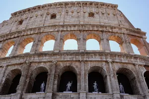 Close-up of the iconic Colosseum, a symbol of Roman architectural prowess, in Rome, Italy. jigsaw puzzle