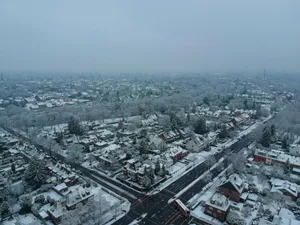 Discover the tranquil beauty of a snow-covered town in NRW, Germany, captured from above. jigsaw puzzle