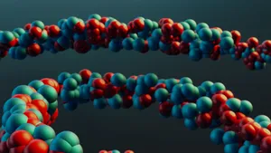 Vibrant closeup of a colorful molecular model illustrating abstract scientific concepts. jigsaw puzzle