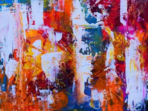 Dynamic abstract painting with bold colors and textures, perfect for modern decor. jigsaw puzzle