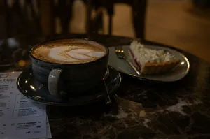 A cup of coffee and a slice of pie jigsaw puzzle