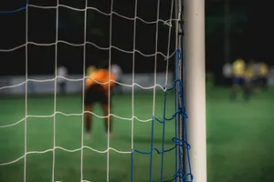 soccer goal on soccer field jigsaw puzzle