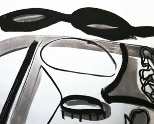 Abstract black and white ink drawing of a face. jigsaw puzzle